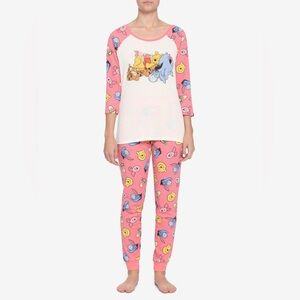 Disney Winnie The Pooh Characters Girls Thermal Pajama Set
